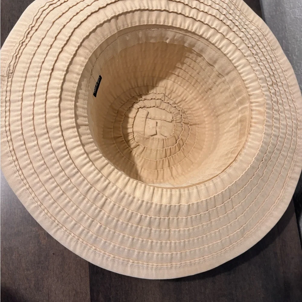 Cream Quilted Wide-Brim Sun Hat